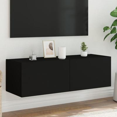 Tv-wandmeubel met LED-verlichting 100x35x31 cm zwart