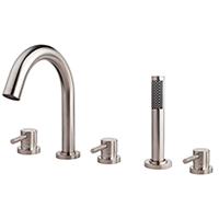 Wiesbaden Caral 5-Gats Badrandcombinatie Geborsteld Staal - Luxe Badkraan Set Wiesbaden Caral 5-Gats Badrandcombinatie Geborsteld Staal - Luxe Badkraan Set