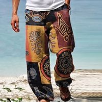 Voor heren Broek Zomerbroek zakkerig Strandbroeken Trekkoord Elastische taille Grafisch Lapwerk Comfort Ademend Dagelijks Strand Modieus Casual Geel blauw Micro-elastisch Lightinthebox