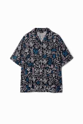 Overhemd met contrasterende illustraties - BLUE - XXL