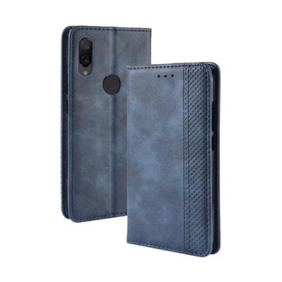 Magnetische Buckle retro textuur horizontale Flip lederen case voor Xiaomi Redmi Note 7 met houder & kaartsleuven & portemonnee (blauw)