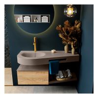 Mondiaz Riva 120cm badmeubel onderkast planchet kleur washed oak met 1 lade wastafel links 1 kraangat kleur smoke - thumbnail