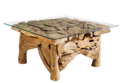 Salontafel RIVERSIDE 80cm teakhout zonder glasplaat - 43199-1
