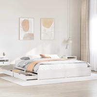 Bedframe zonder matras massief grenenhout wit 200x200 cm