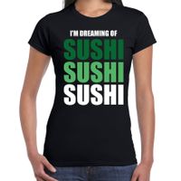 Dreaming of sushi fun t-shirt zwart voor dames - thumbnail