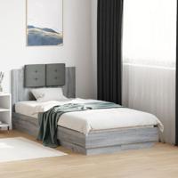 Bedframe met hoofdeinde bewerkt hout grijs sonoma 90x190 cm