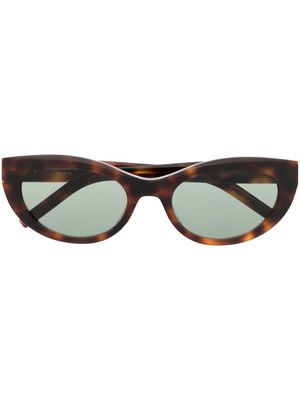 Saint Laurent Eyewear lunettes de soleil à plaque logo - Marron