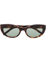 Saint Laurent Eyewear lunettes de soleil à plaque logo - Marron