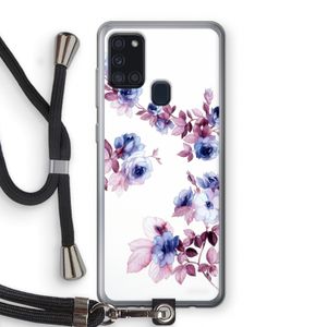 Waterverf bloemen: Samsung Galaxy A21s Transparant Hoesje met koord