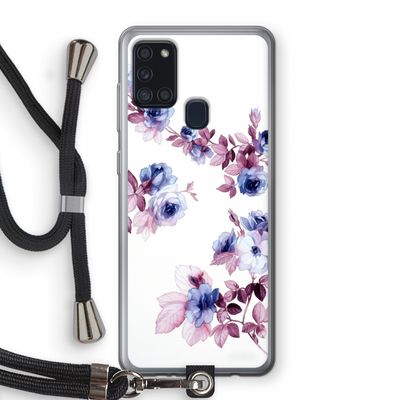 Waterverf bloemen: Samsung Galaxy A21s Transparant Hoesje met koord