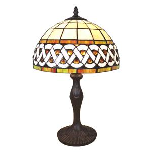 HAES DECO - Tiffany Tafellamp Wit Ø 31x43 cm Fitting E27 / Lamp max 1x40W