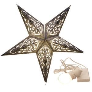 Decoratie kerstster - wit/zilver - 60 cm - papier - incl. verlichting