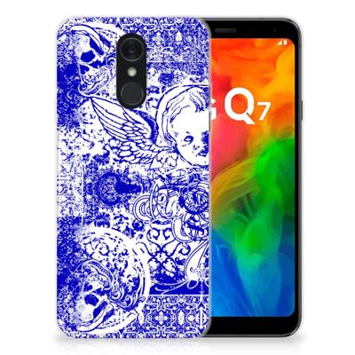 Silicone Back Case LG Q7 Angel Skull Blauw