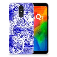 Silicone Back Case LG Q7 Angel Skull Blauw