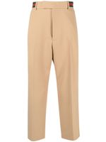 Gucci Web-stripe trim cropped trousers - Tons neutres