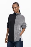 Tweekleurige gestreepte trui - BLACK - L