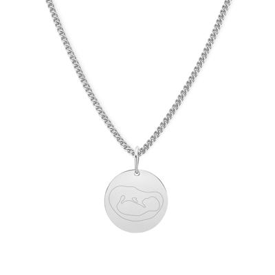 Gepersonaliseerde echo lijntekening ketting - Stainless steel - 13 mm - Zilver