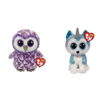 Ty - Knuffel - Beanie Boo's - Moonlight Owl & Helena Husky - thumbnail