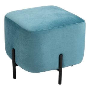 HOMCOM poef voetenbank bekleed polyester staal schuimstof turquoise 44,5 x 44,5 x 41,5 cm | Aosom Netherlands