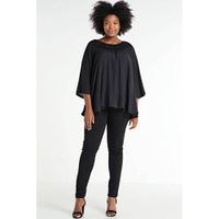 Zhenzi semi-transparante top Popy met vleermuismouwen zwart - thumbnail