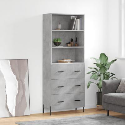 Hoge kast 69,5x34x180 cm bewerkt hout betongrijs
