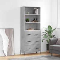 Hoge kast 69,5x34x180 cm bewerkt hout betongrijs