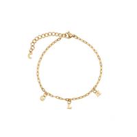 Minimalistische initialen bedelarmband - Stainless steel - Goud