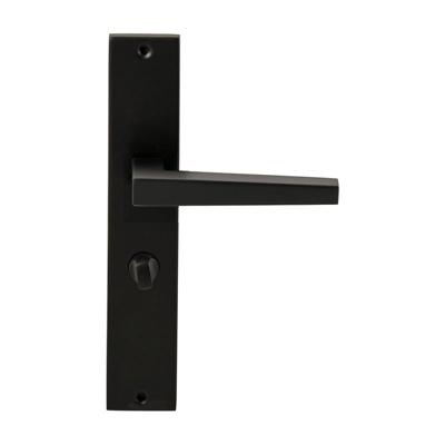 Hardbrass Deurkruk Seoul op rechthoekig langschild WC63/8mm - zwart
