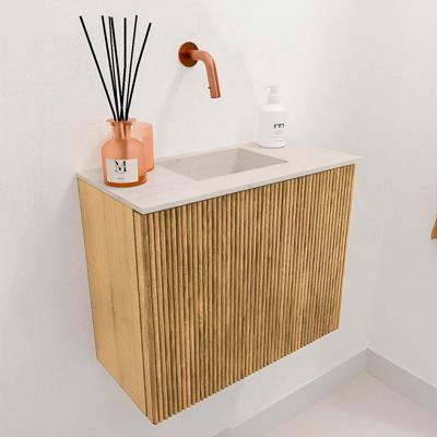 Toiletmeubel Mondiaz Joya Dlux | 50 cm | Meubelkleur Oak | Faye wastafel Meli Wasbak Midden | Zonder kraangat(en)