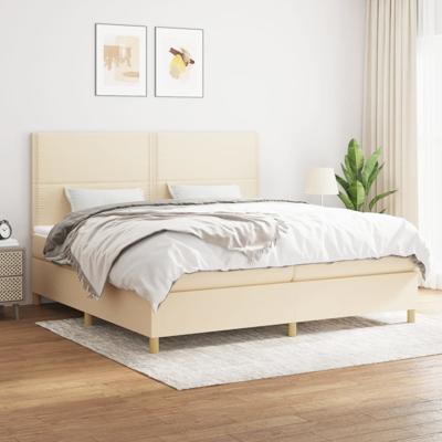 Boxspring met matras stof crèmekleurig 200x200 cm