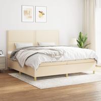 Boxspring met matras stof crèmekleurig 200x200 cm
