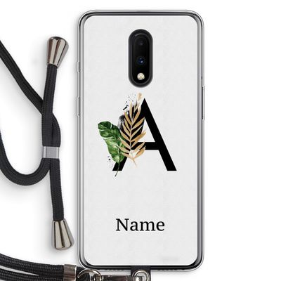Charcoal Flora: OnePlus 7 Transparant Hoesje met koord