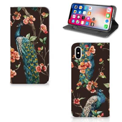 Apple iPhone Xs Max | Hoesje maken | Pauw met Bloemen
