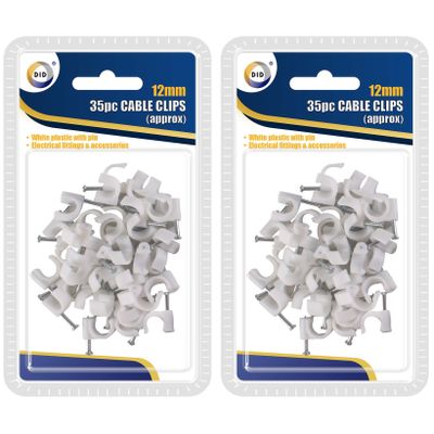 105x Witte kabelclips/kabelklemmen met spijker 12 mm