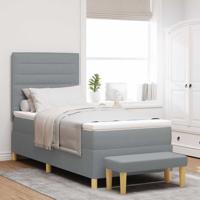 Boxspring bed met matras Lichtgrijs 90 x 200 cm Stof
