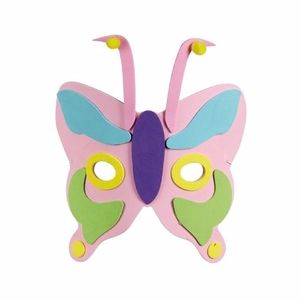 Roze vlinder masker met paarse neus 18cm   -