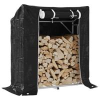VidaXL Haardhoutrek met regenhoes 100,5x40,5x110,5 cm staal