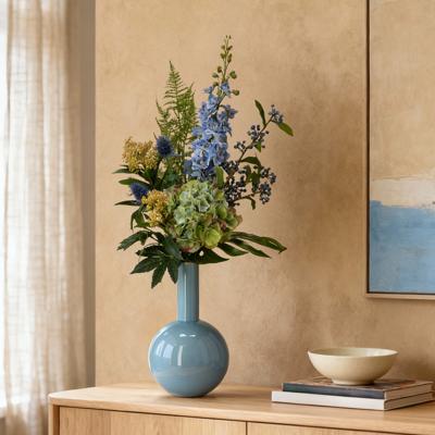 Handgebonden kunstboeket Viola Stockholm - Blauw 80cm
