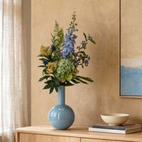 Handgebonden kunstboeket Viola Stockholm - Blauw 80cm