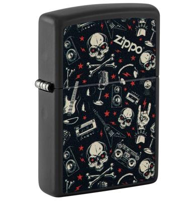 Zippo Lighter Rock & Roll Muziek Met Schedels