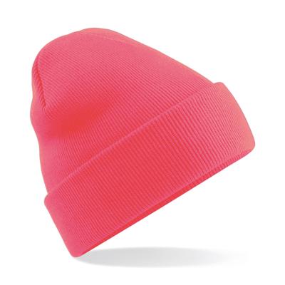Beechfield Beanie Wintermuts - 100% soft Acryl - roze - Super soft - Brede omslag band - dames/ here