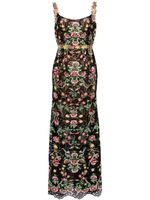 Marchesa Notte robe à fleurs brodées - Noir