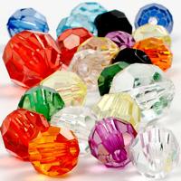 Creativ Company Facetkralen, afm 10-12-16 mm, gatgrootte 1-2,5 mm, diverse kleuren, 75 gr, 100 stuk/ 1 doos