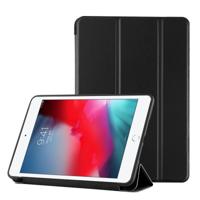 iPad mini 2019 PU Plastic geval opvouwbare vervorming links onderaan en rechts Flip lederen draagtas met drie vouwen beugel & Smart Sleep(Black)