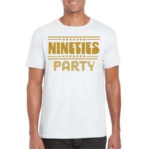 Verkleed T-shirt voor heren - nineties party - wit - jaren 90/90s - themafeest