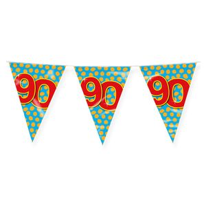 Paperdreams Verjaardag 90 jaar thema Vlaggetjes - Feestversiering - 10m - Folie - Dubbelzijdig   -