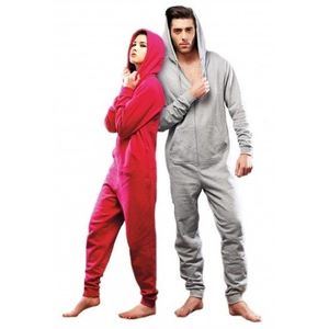 Warme onesie/jumpsuit - lichtgrijs - heren - katoen