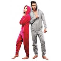 Warme onesie/jumpsuit - lichtgrijs - heren - katoen