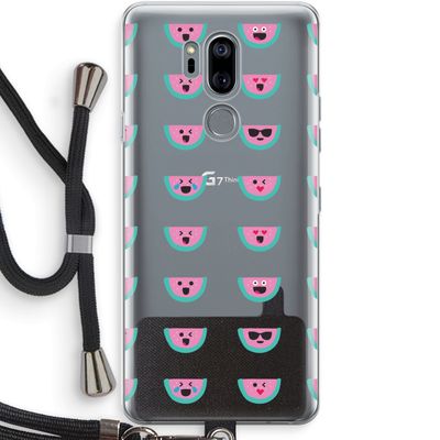 Smiley watermeloenprint: LG G7 Thinq Transparant Hoesje met koord