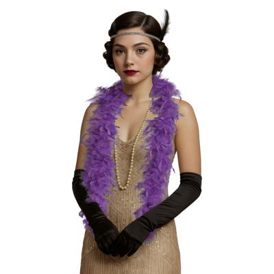 Carnaval verkleed boa met veren - paars - 80 gram - themafeest